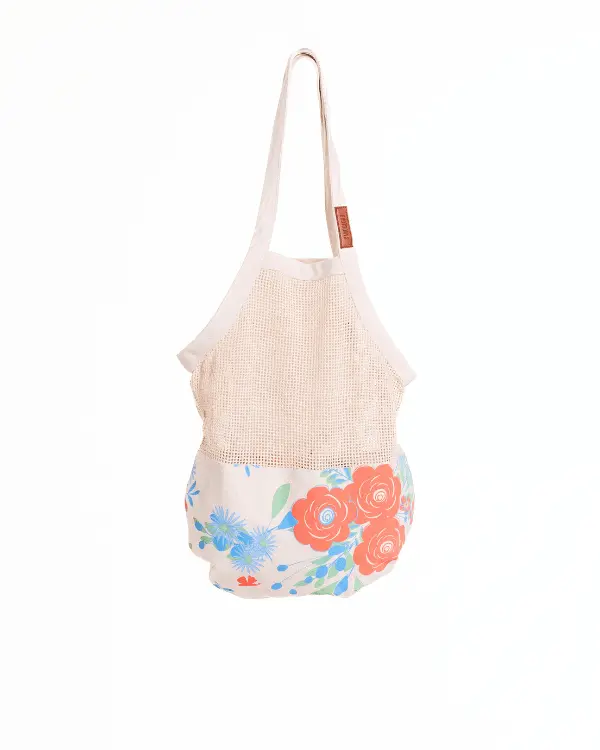 Flower Bunch Printed Net Market Bag | Sand Cloud - Image 3
