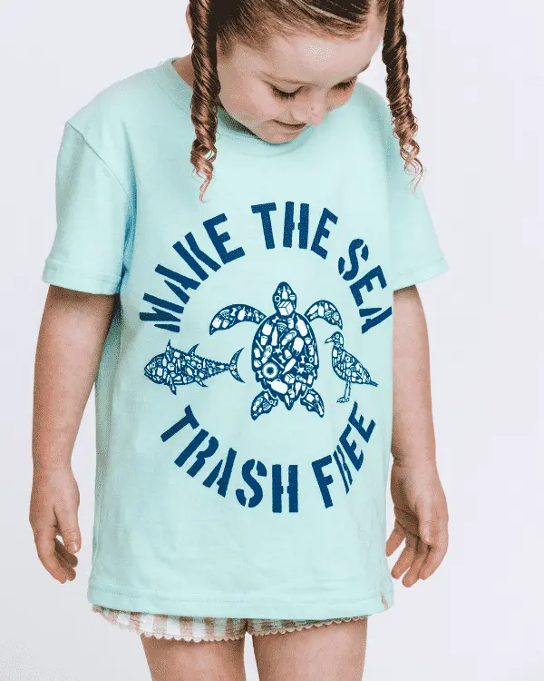 Make The Sea Trash Free Kids Tee - Soft Mint | Sand Cloud