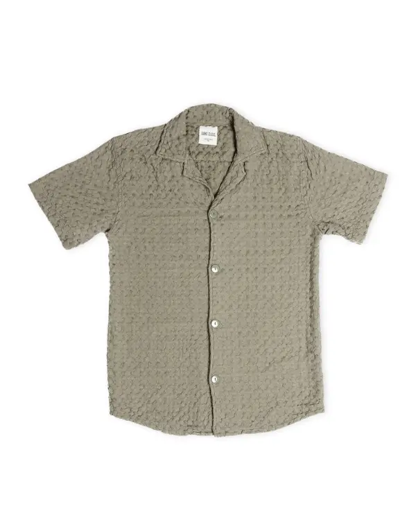 Alternative view of Orb Button Down Waffle Shirt - Olive - Mens | Sand Cloud