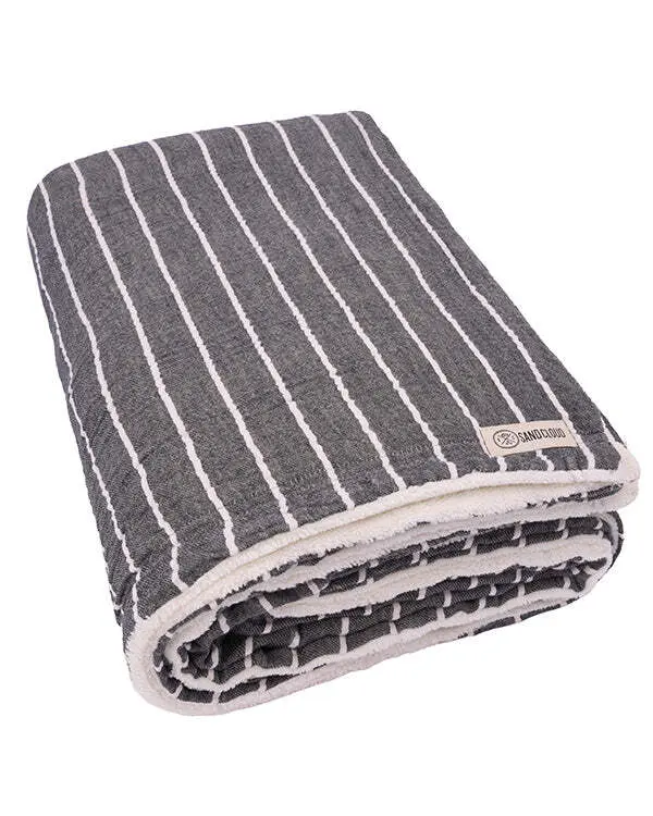 Dreamy Stripe Plush Blanket - Black | Sand Cloud - Image 4