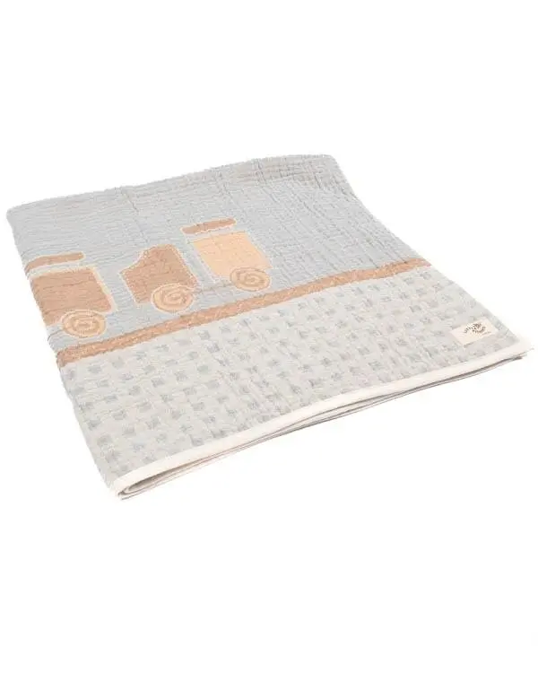 Choo-Choo Train Gauze Hooded Blanket Single | Sand Cloud - Image 6