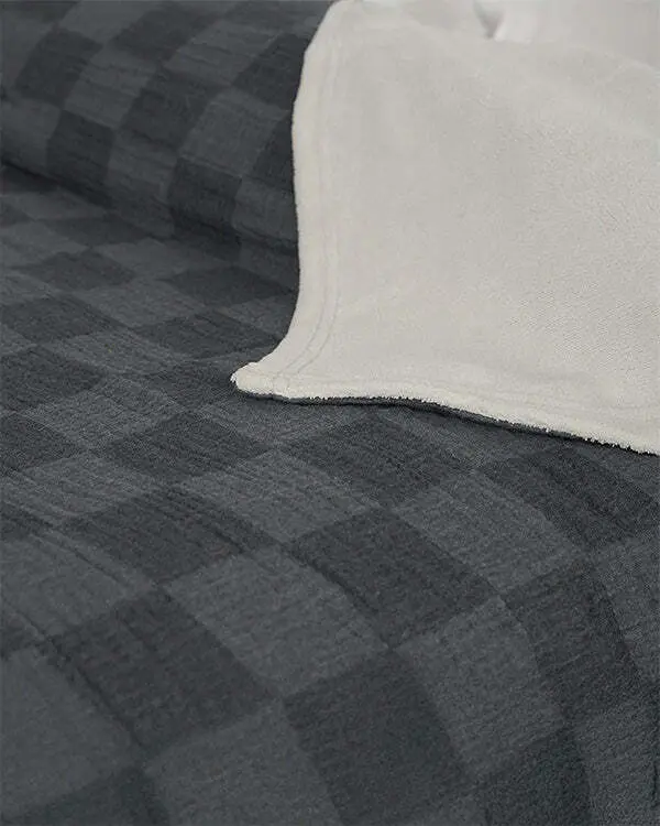 Cloud Checker Plush Blanket - Black | Sand Cloud - Image 6