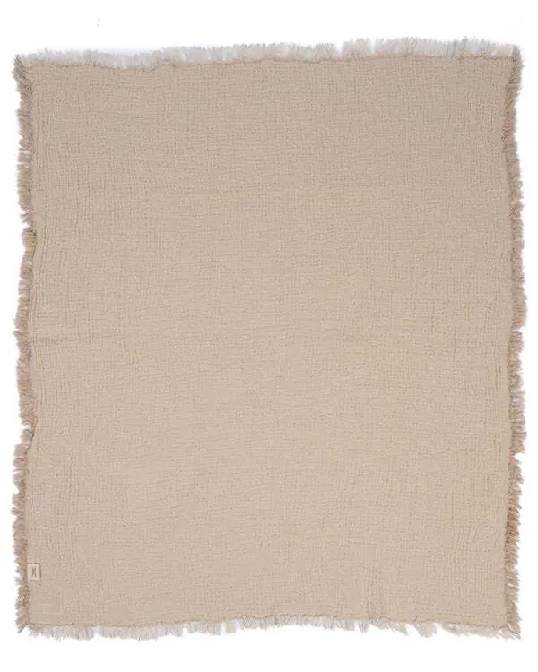 Little Fishies Gauze Receiving Blanket - Beige | Sand Cloud - Image 4
