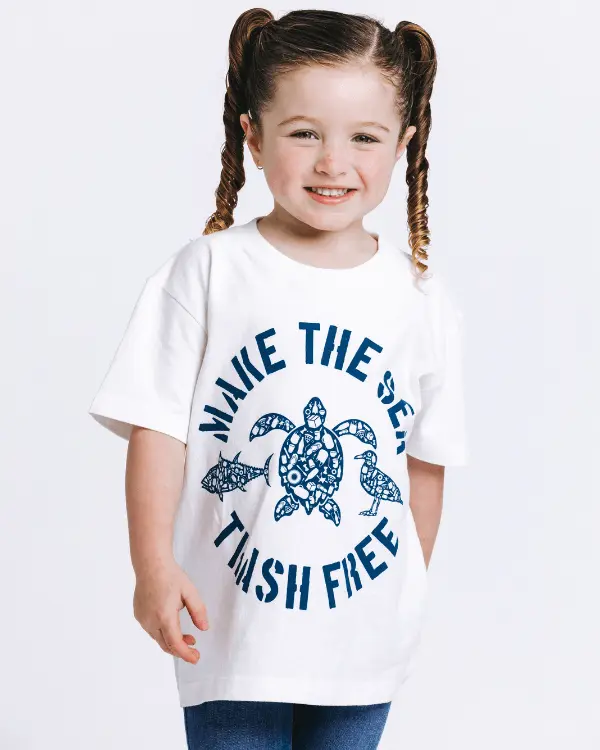 Make The Sea Trash Free Kids Tee - White | Sand Cloud - Image 2
