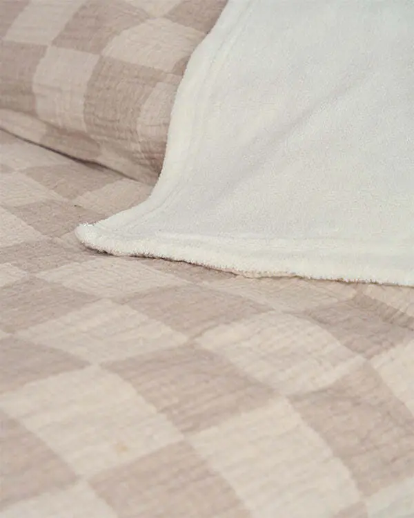 Cloud Checker Plush Blanket - Beige | Sand Cloud - Image 6
