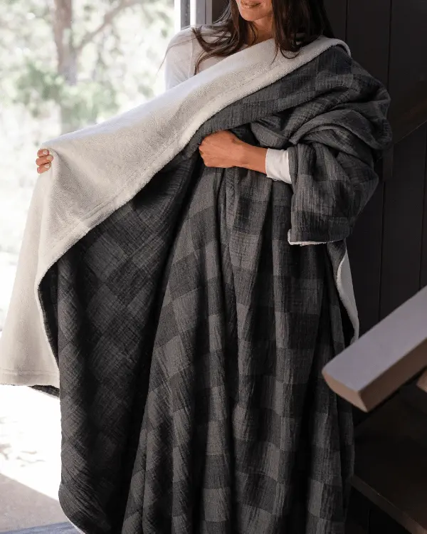 Cloud Checker Plush Blanket - Black | Sand Cloud - Image 3