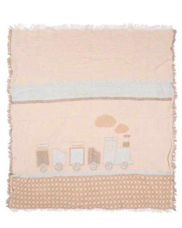 Choo-Choo Train Gauze Receiving Blanket Single with Pouch | Sand Cloud - Image 3