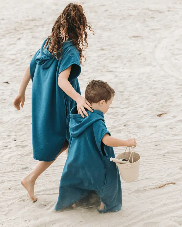 Terra Hooded Poncho Youth - Teal Blue | Sand Cloud - Image 4