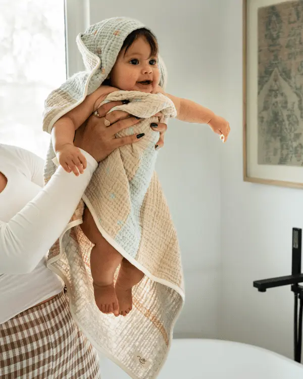 Alternative view of Choo-Choo Train Gauze Hooded Blanket Single | Sand Cloud