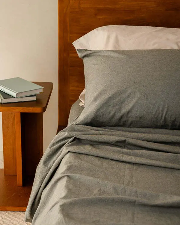Alternative view of Classic Micro Twill Solid Melange Pillowcase Set Moss | Sand Cloud