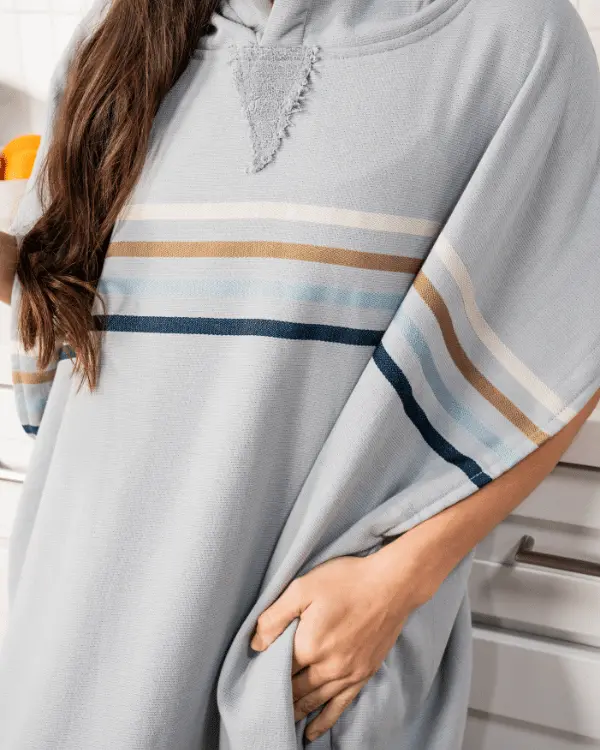 Alternative view of Border Classic Stripe Poncho - Grey | Sand Cloud