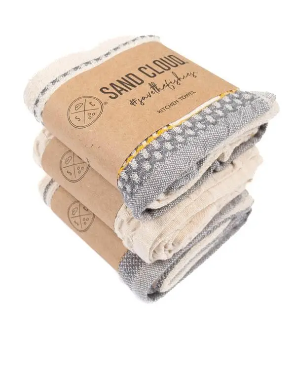 Saffron Stripe Kitchen Towel Bundle - Assorted 3 Pack | Sand Cloud - Image 2