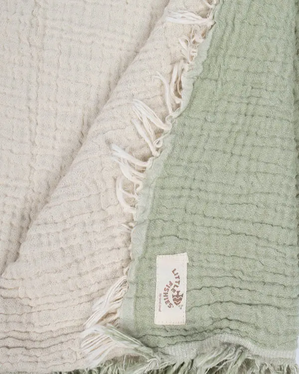 Little Fishies Gauze Receiving Blanket - Sage | Sand Cloud - Image 6