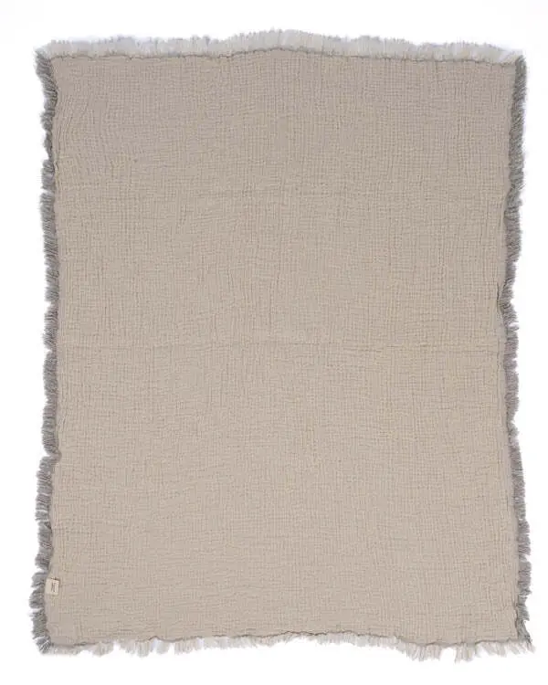 Little Fishies Gauze Receiving Blanket - Grey | Sand Cloud - Image 5