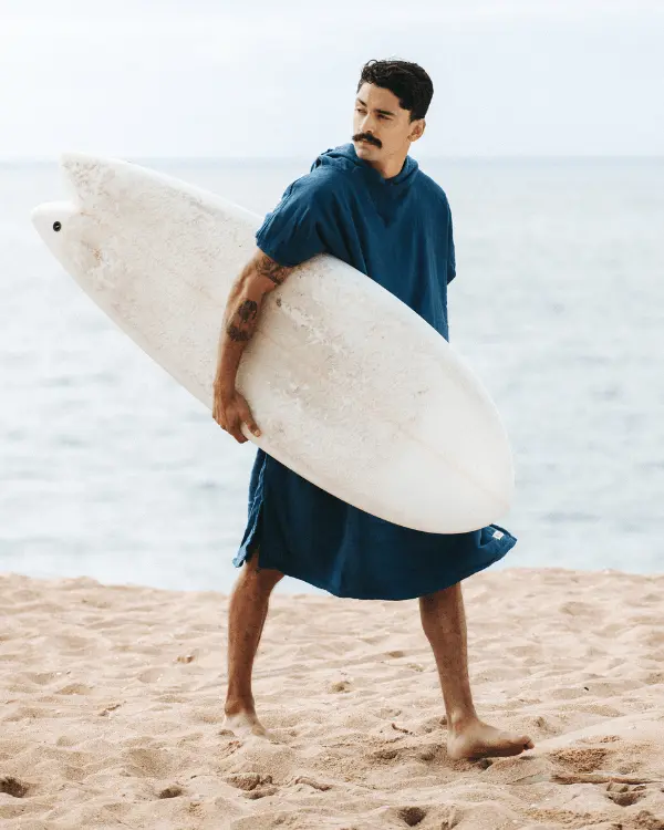 Alternative view of Terra Hooded Poncho - Teal Blue | Sand Cloud