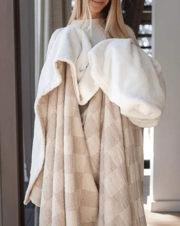Cloud Checker Plush Blanket - Beige | Sand Cloud - Image 3