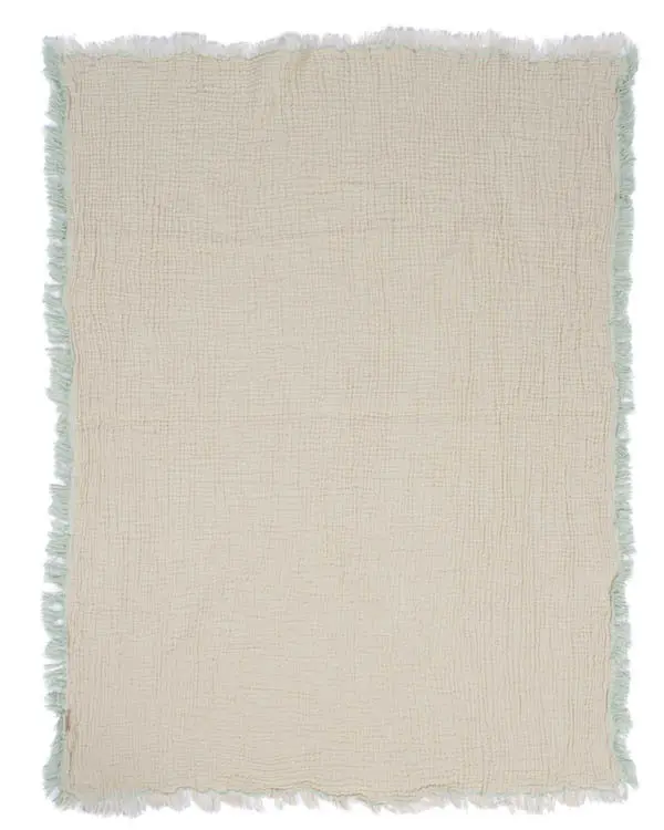 Little Fishies Gauze Receiving Blanket - Sage | Sand Cloud - Image 5