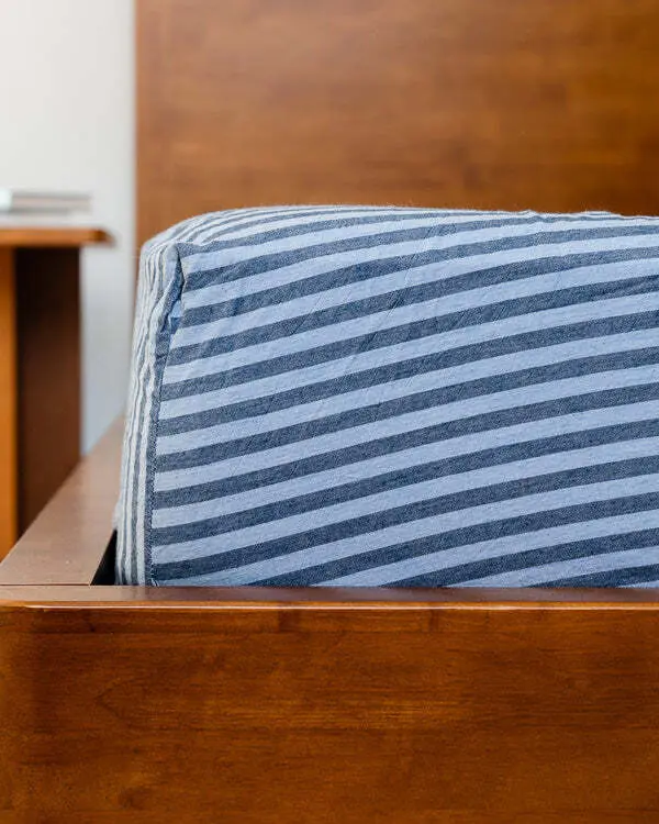 Classic Micro Twill Stripe Melange Fitted Sheet Indigo | Sand Cloud