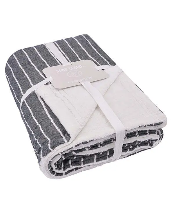 Alternative view of Dreamy Stripe Plush Blanket - Black | Sand Cloud