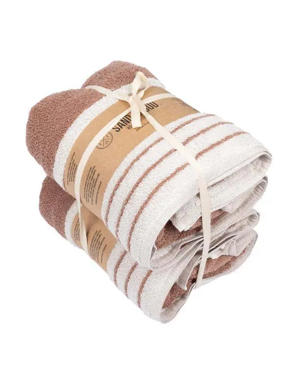 Micro Stripe Bath Bundle - 2 Pack - Warm Taupe | Sand Cloud - Image 6