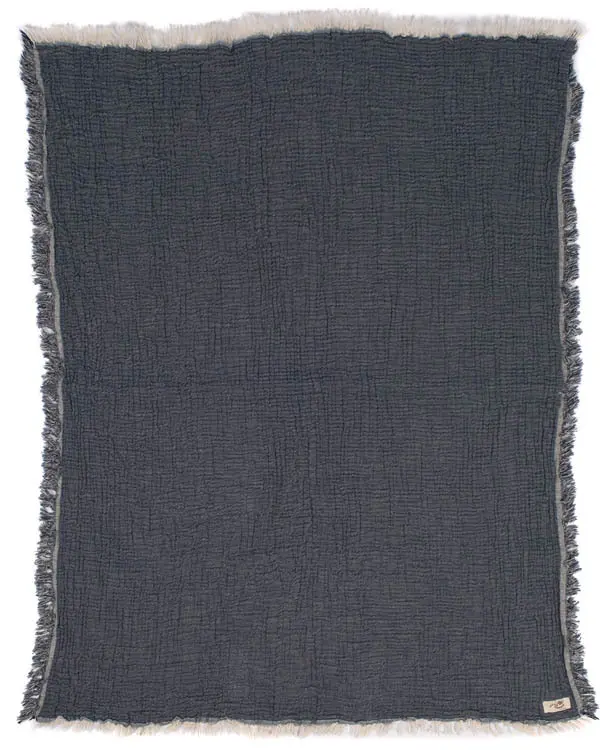 Little Fishies Gauze Receiving Blanket - Navy | Sand Cloud - Image 3