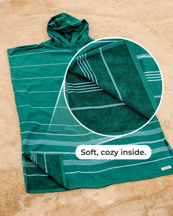 Classic Stripe Hooded Poncho - Celadon Green | Sand Cloud - Image 4