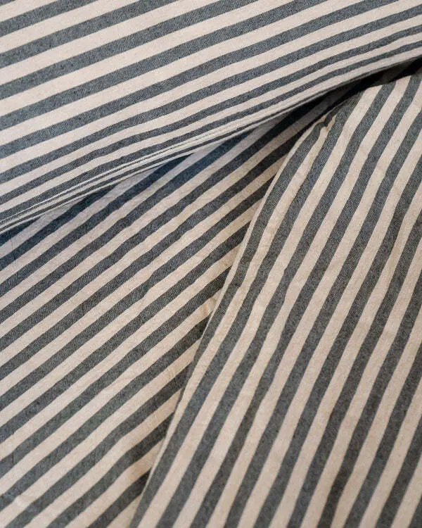 Classic Micro Twill Stripe Melange Fitted Sheet Steel Grey | Sand Cloud - Image 2