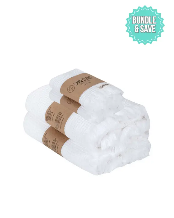 Micro Waffle XL Bath Bundle - White | Sand Cloud