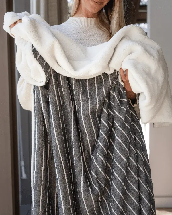 Dreamy Stripe Plush Blanket - Black | Sand Cloud - Image 3