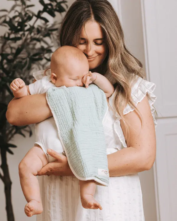 Alternative view of Little Fishies Gauze Burping Cloth Bundle - 3 Pack - Seafoam / Peach Fuzz / Natural | Sand Cloud