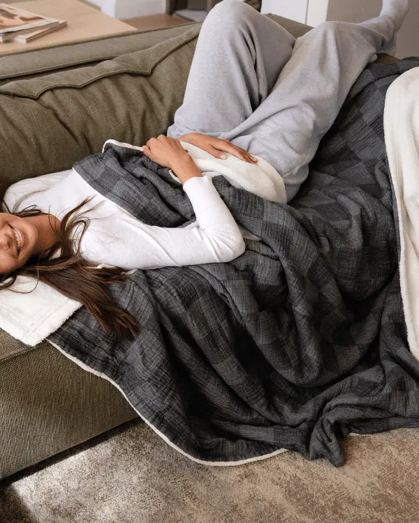 Cloud Checker Plush Blanket - Black | Sand Cloud - Image 5