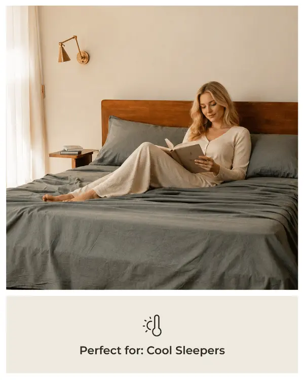 Classic Micro Twill Stripe Melange Fitted Sheet Steel Grey | Sand Cloud - Image 5