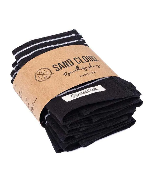 Classic Bath Washcloth Bundle- 6 Pack - Black | Sand Cloud