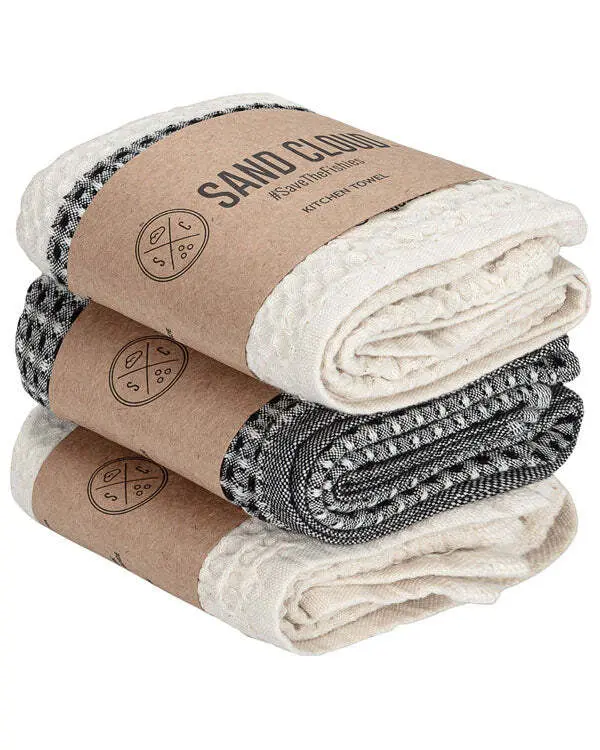 Cicely Waffle Kitchen Towel Bundle - Assorted 3 Pack | Sand Cloud - Image 3