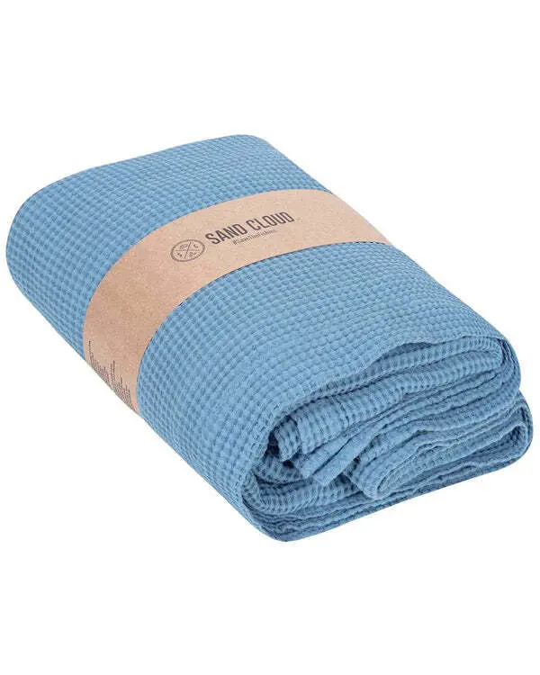 Micro Waffle Shower Curtain - Slate Blue | Sand Cloud - Image 3