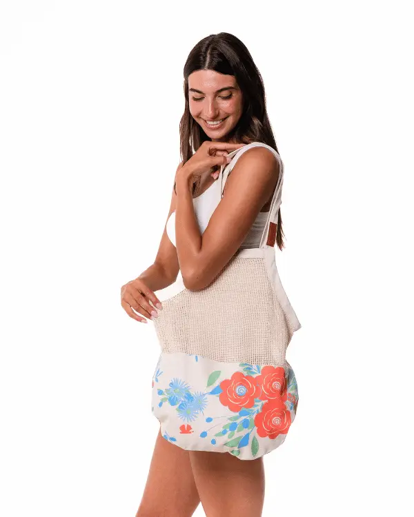 Flower Bunch Printed Net Market Bag | Sand Cloud - Image 6