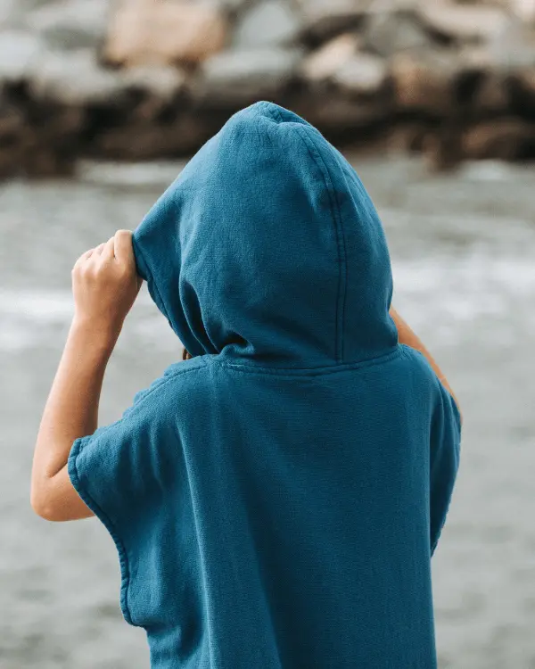 Terra Hooded Poncho Youth - Teal Blue | Sand Cloud - Image 2