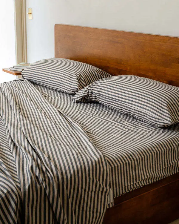 Classic Micro Twill Stripe Melange Pillowcase Set Steel Grey | Sand Cloud - Image 5