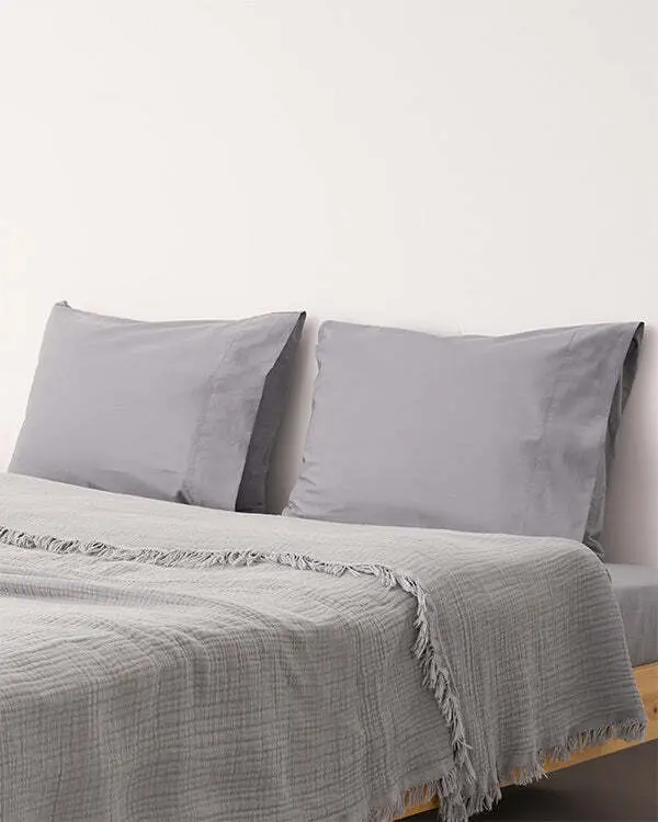 Signature Percale Solid Pillowcase Set Grey | Sand Cloud - Image 2