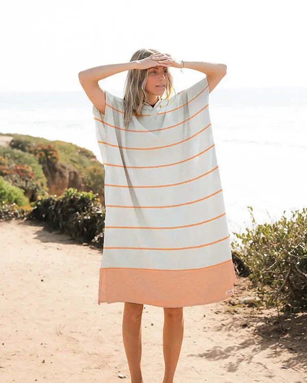 Colorblock Stripe Hooded Poncho - Mint | Sand Cloud - Image 2