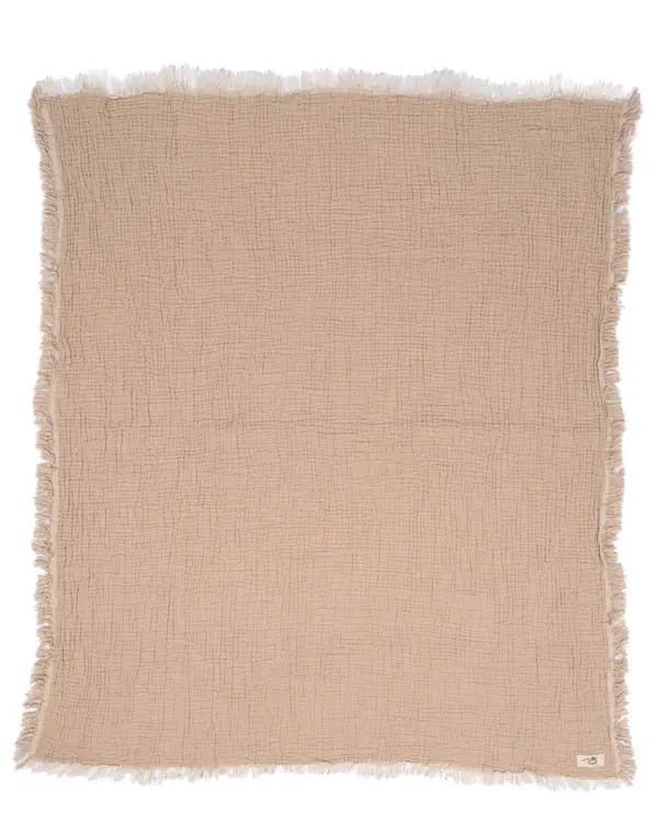 Little Fishies Gauze Receiving Blanket - Beige | Sand Cloud - Image 3