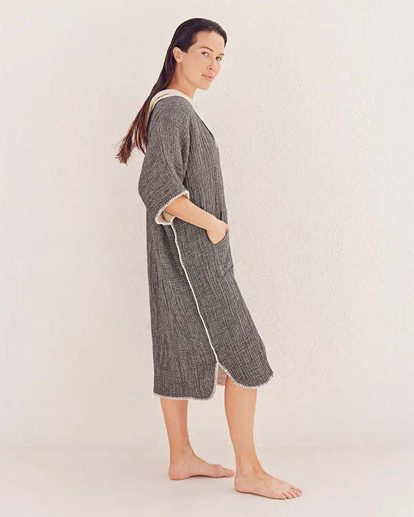 Falta Gauze Hooded Poncho - Black | Sand Cloud - Image 2