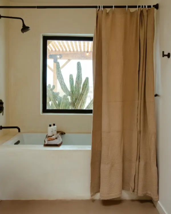 Micro Waffle Shower Curtain - Sand | Sand Cloud